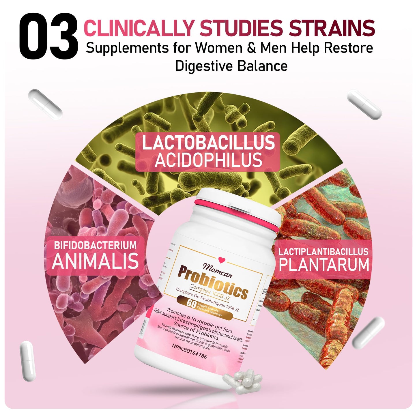 Probiotics 100B CFU | 3 Strains | Gut & Immune Support